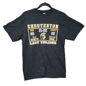 Chesterton Lady Trojans Black T-Shirt Medium Short Sleeve Polyester-Cotton